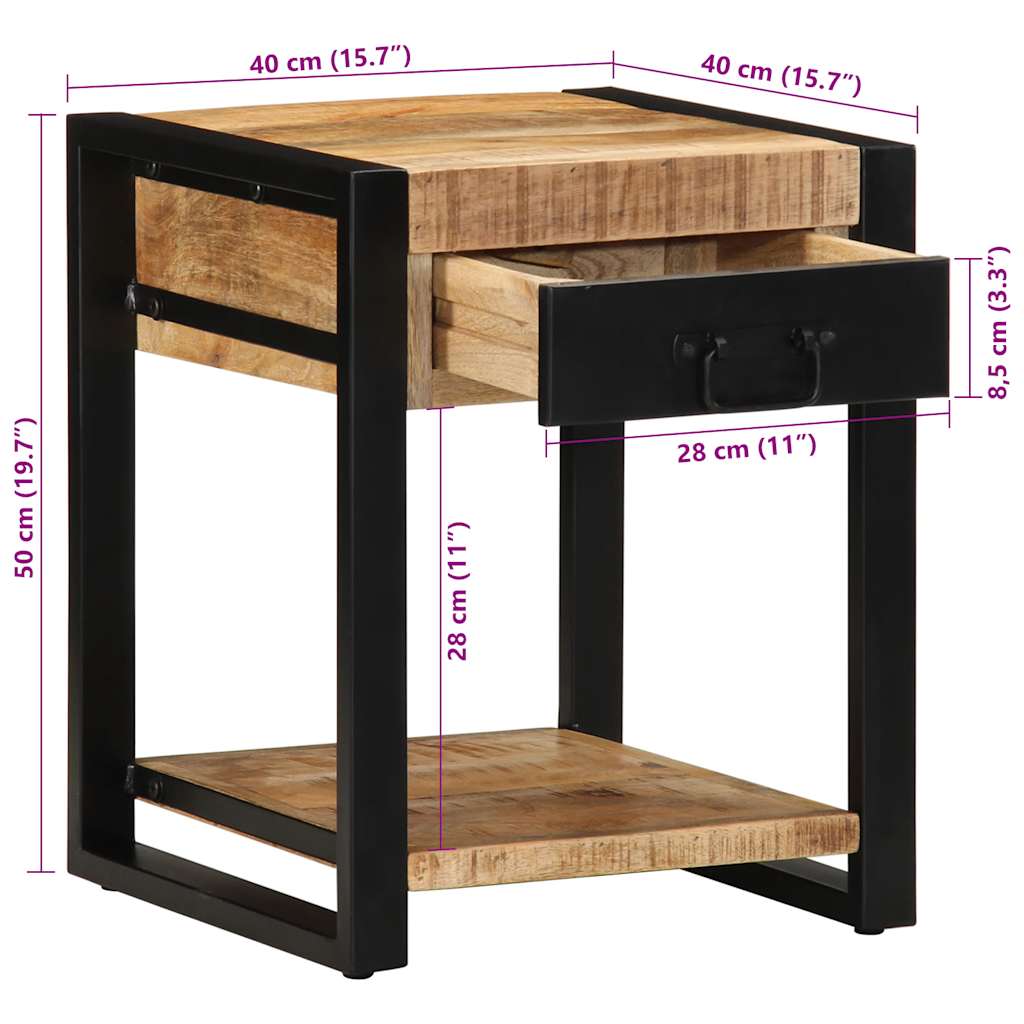 vidaXL Bijzettafel 40x40x50 cm massief ruw mangohout
