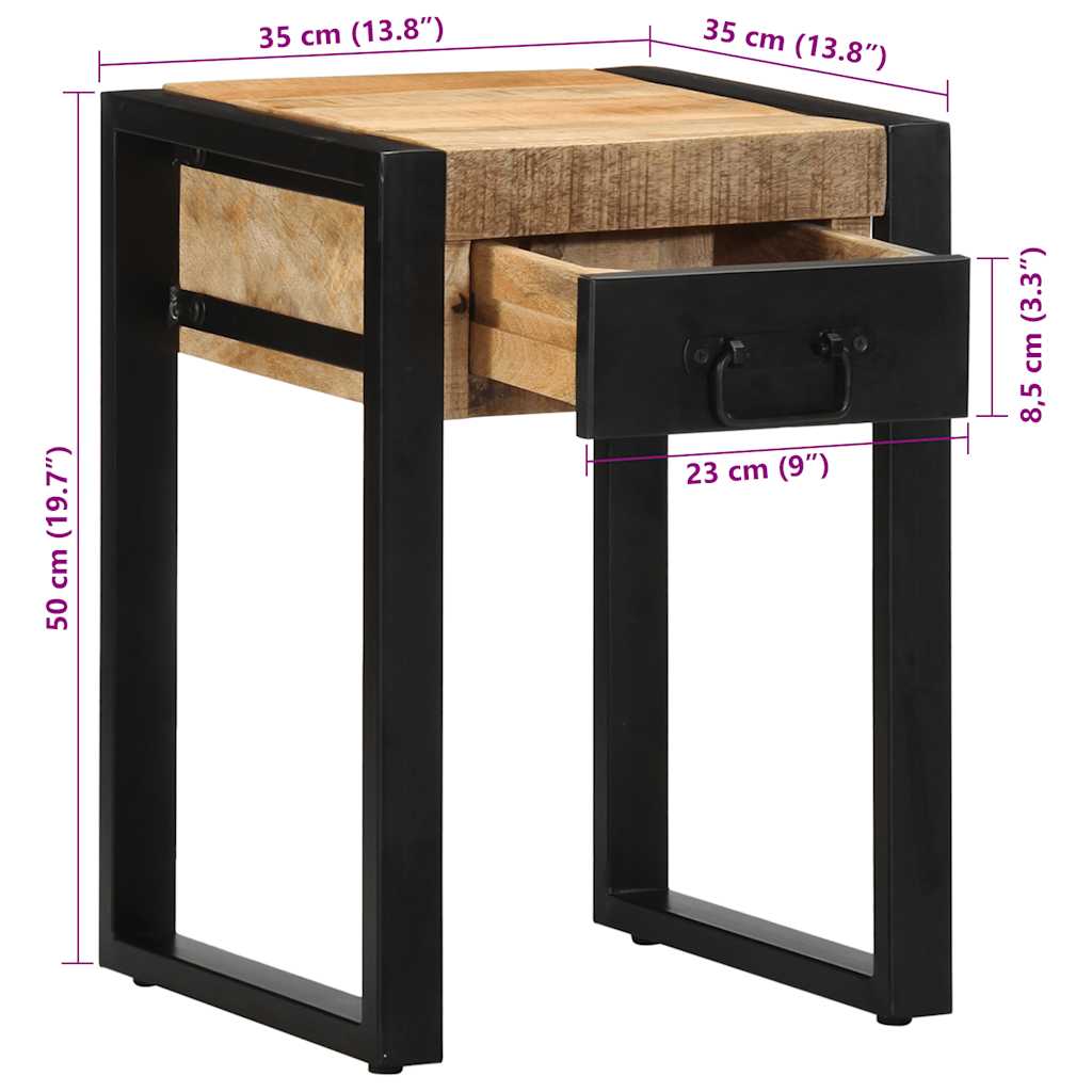 vidaXL Bijzettafel 35x35x50 cm massief ruw mangohout