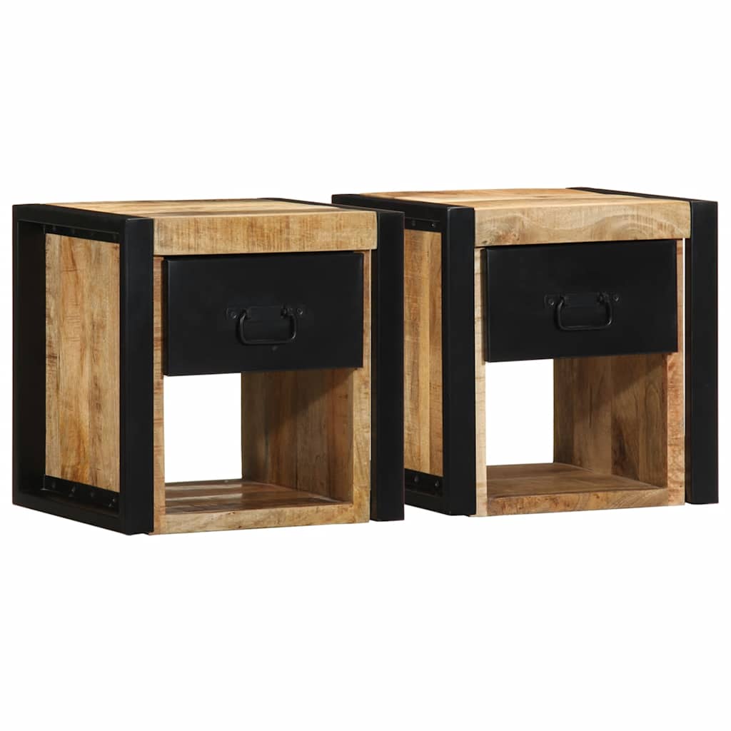 vidaXL Nachtkastje 40x35x40 cm massief ruw mangohout
