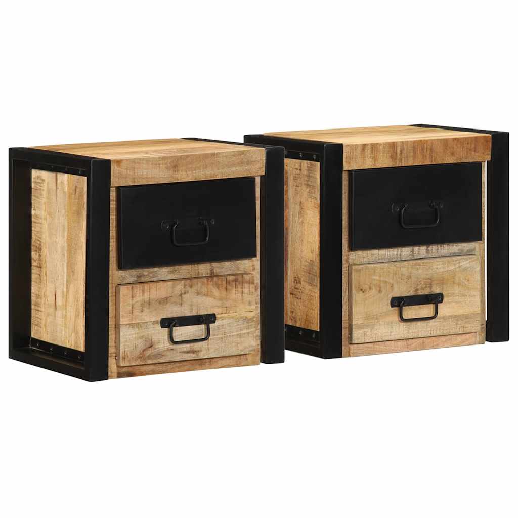 vidaXL Nachtkastje 40x35x40 cm massief ruw mangohout