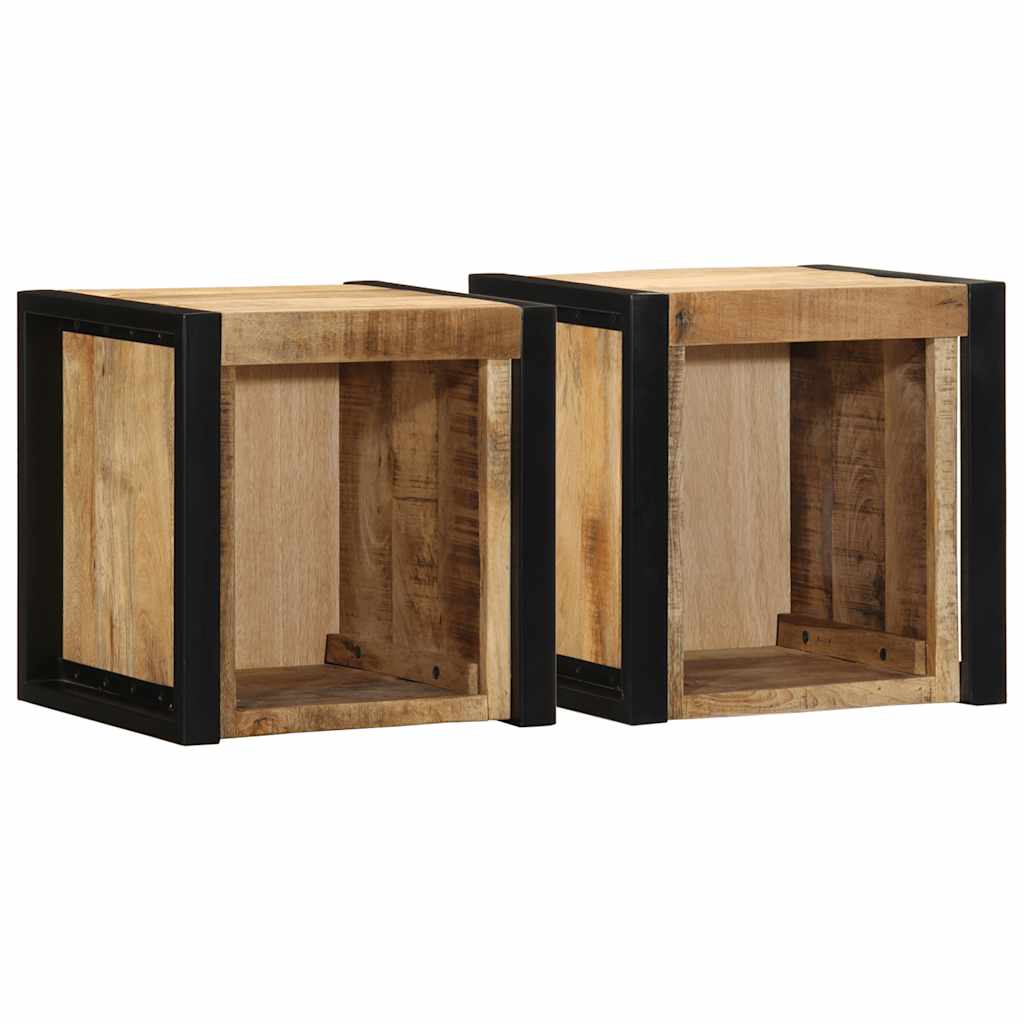 vidaXL Bedside Cabinets 2 pcs 40x35x40 cm Solid Rough Mango Wood