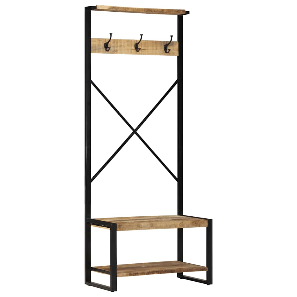 vidaXL Garment Rack 80x40x190 cm Solid Rough Mango Wood