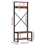 vidaXL Garment Rack 80x40x190 cm Solid Rough Mango Wood