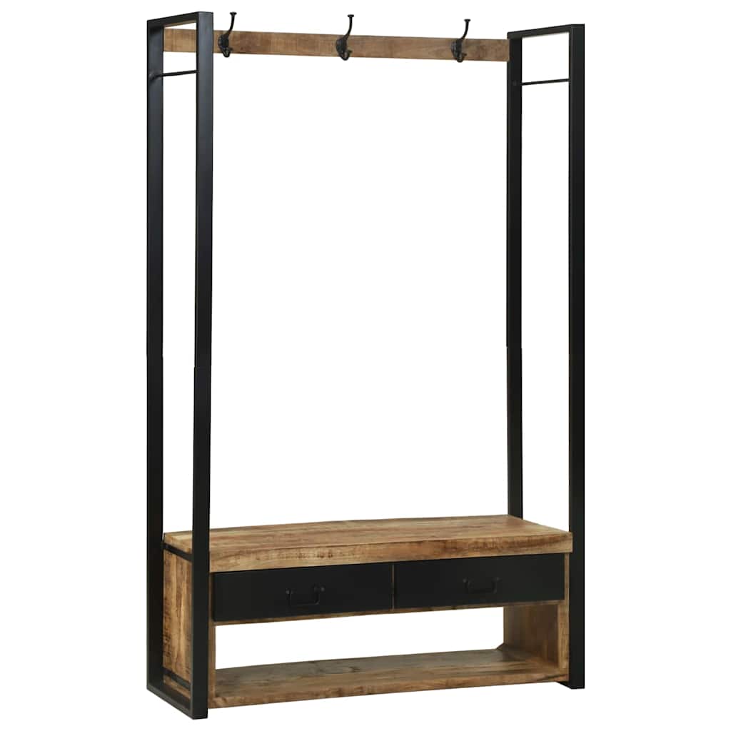 vidaXL Kledingrek met lade Bruin 110 x 40 x 179 cm Massief mangohout