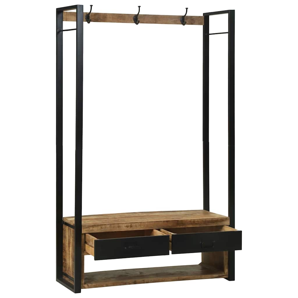 vidaXL Kledingrek met lade Bruin 110 x 40 x 179 cm Massief mangohout