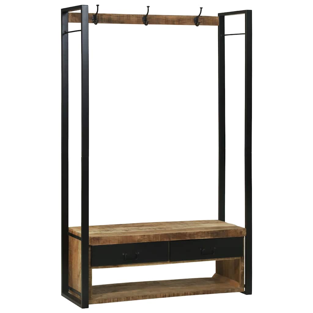 vidaXL Kledingrek met lade Bruin 110 x 40 x 179 cm Massief mangohout