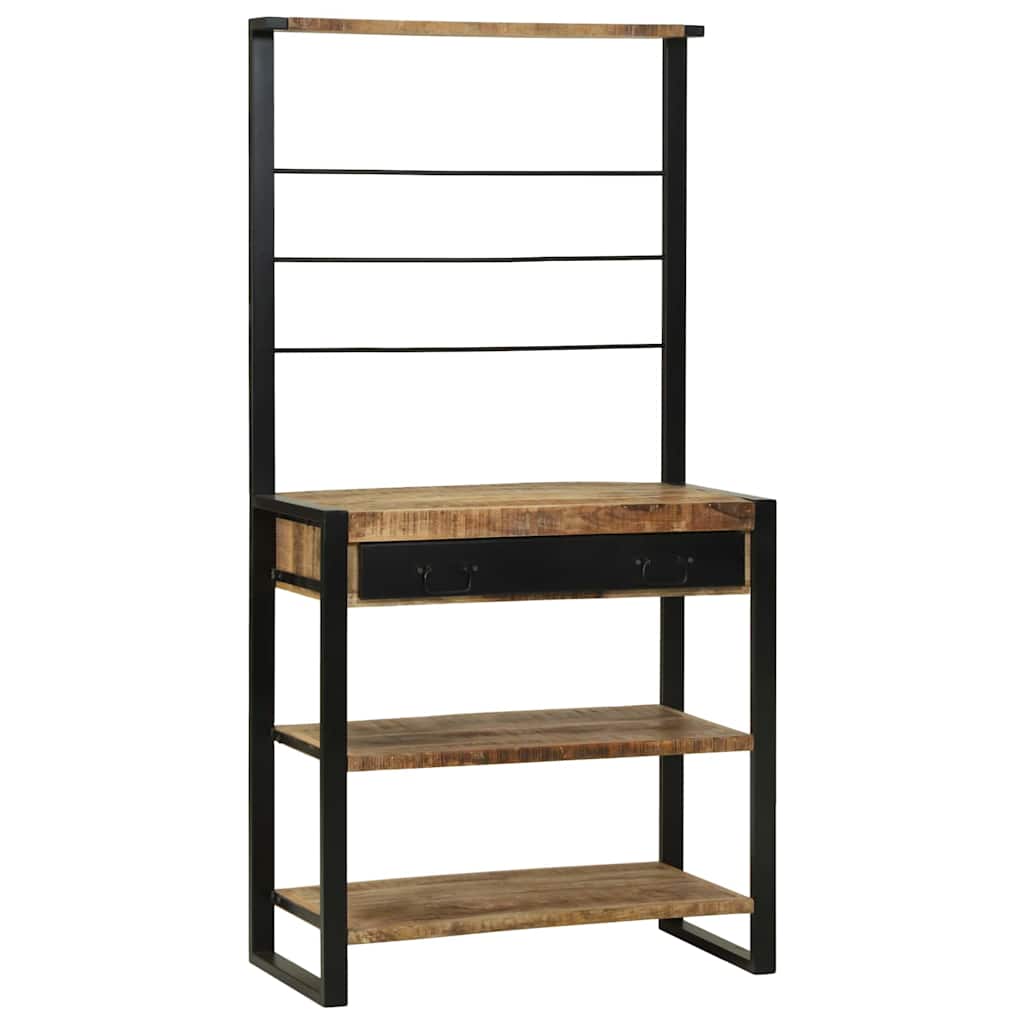 vidaXL Keukenrek Bruin en Zwart 80 x 40 x 160 cm Massief Mango Hout