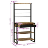 vidaXL Keukenrek Bruin en Zwart 80 x 40 x 160 cm Massief Mango Hout
