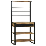 vidaXL Keukenrek Bruin en Zwart 80 x 40 x 160 cm Massief Mango Hout