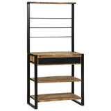 vidaXL Keukenrek Bruin en Zwart 80 x 40 x 160 cm Massief Mango Hout