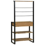 vidaXL Keukenrek Bruin en Zwart 80 x 40 x 160 cm Massief Mango Hout