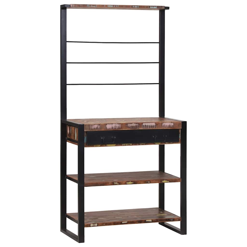 vidaXL Keukenrek Bruin en Zwart 80 x 40 x 160 cm Massief Mango Hout