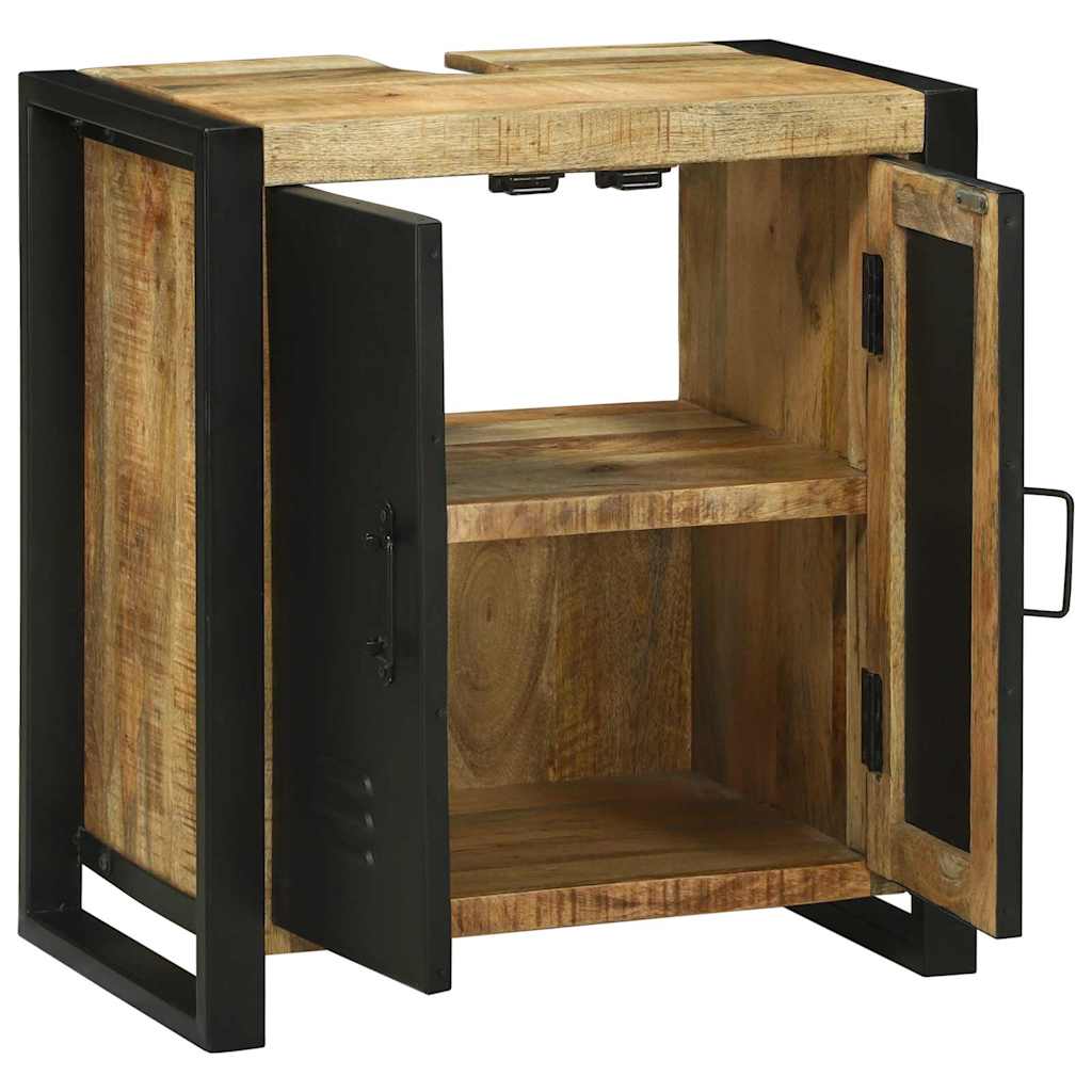 vidaXL Wastafelkast met plank Bruin 55 x 35 x 60 cm Massief Mango Hout