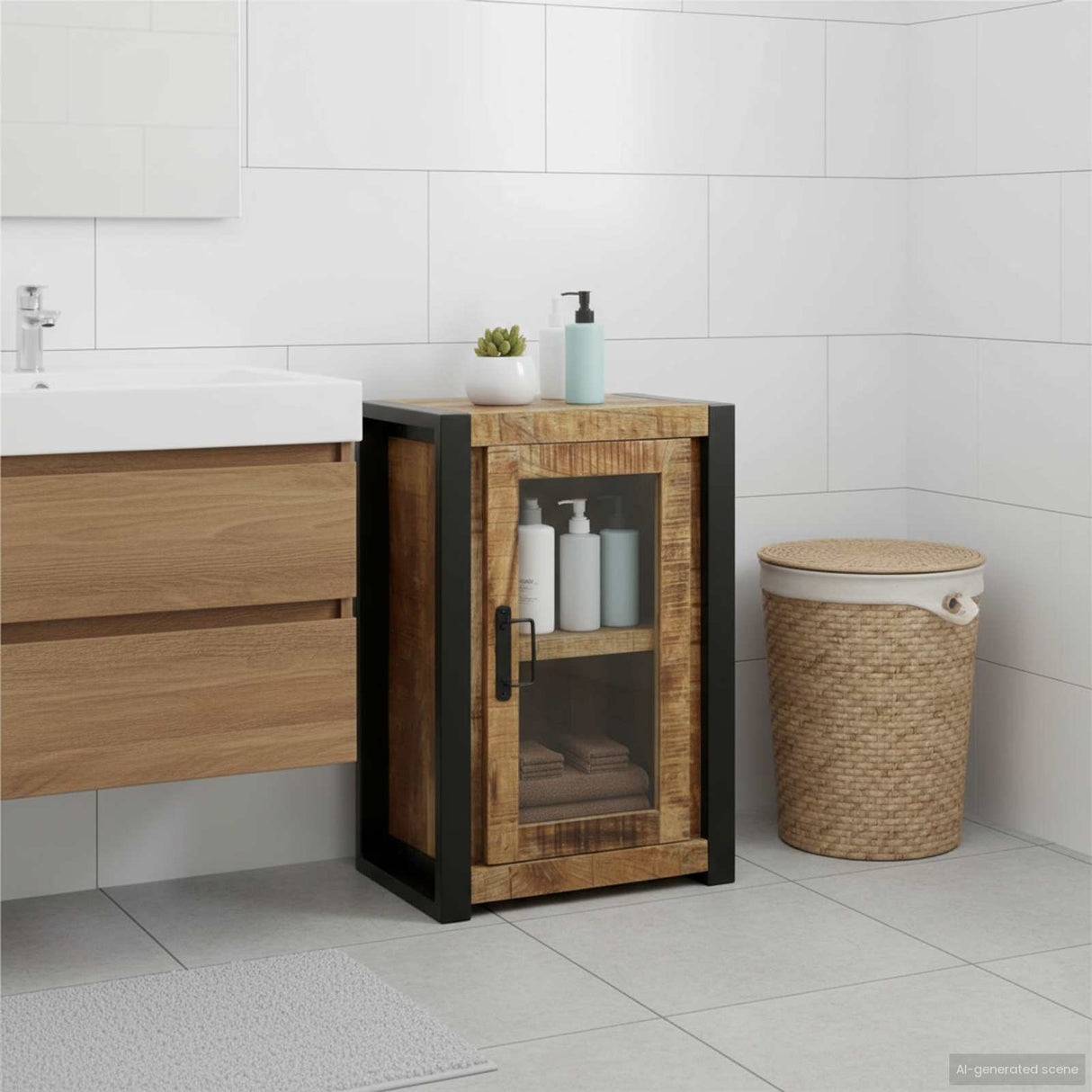 vidaXL Badkamerkast met plank Bruin 40 x 30 x 60 cm Massief Mango Hout