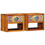 vidaXL Nachtkastje met lade Bruin 40 x 35 x 35 cm Massief Acacia Hout