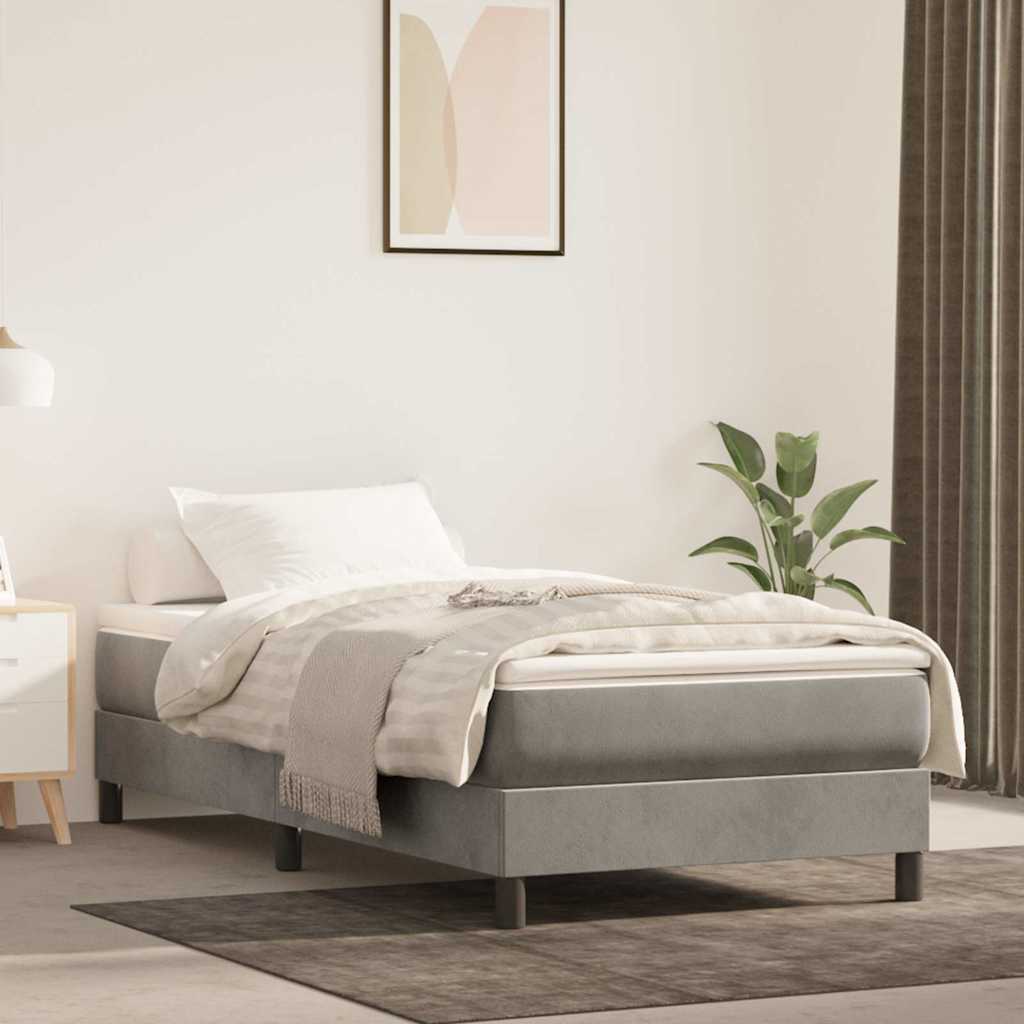 vidaXL Pocketveringmatras medium 80x200x20 cm fluweel lichtgrijs