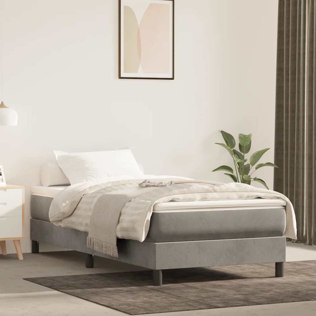 vidaXL Pocketveringmatras medium 80x200x20 cm fluweel lichtgrijs