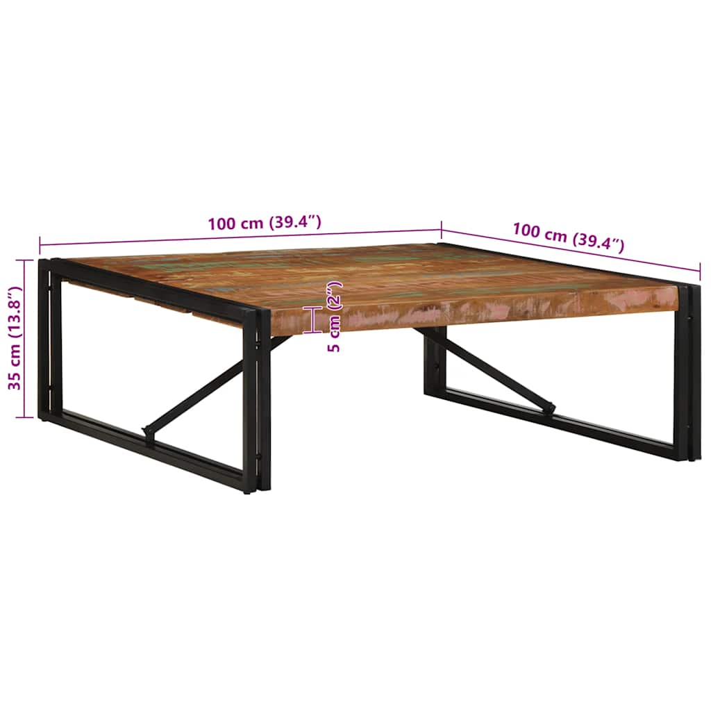 vidaXL Salontafel 100x100x35 cm massief ruw mangohout
