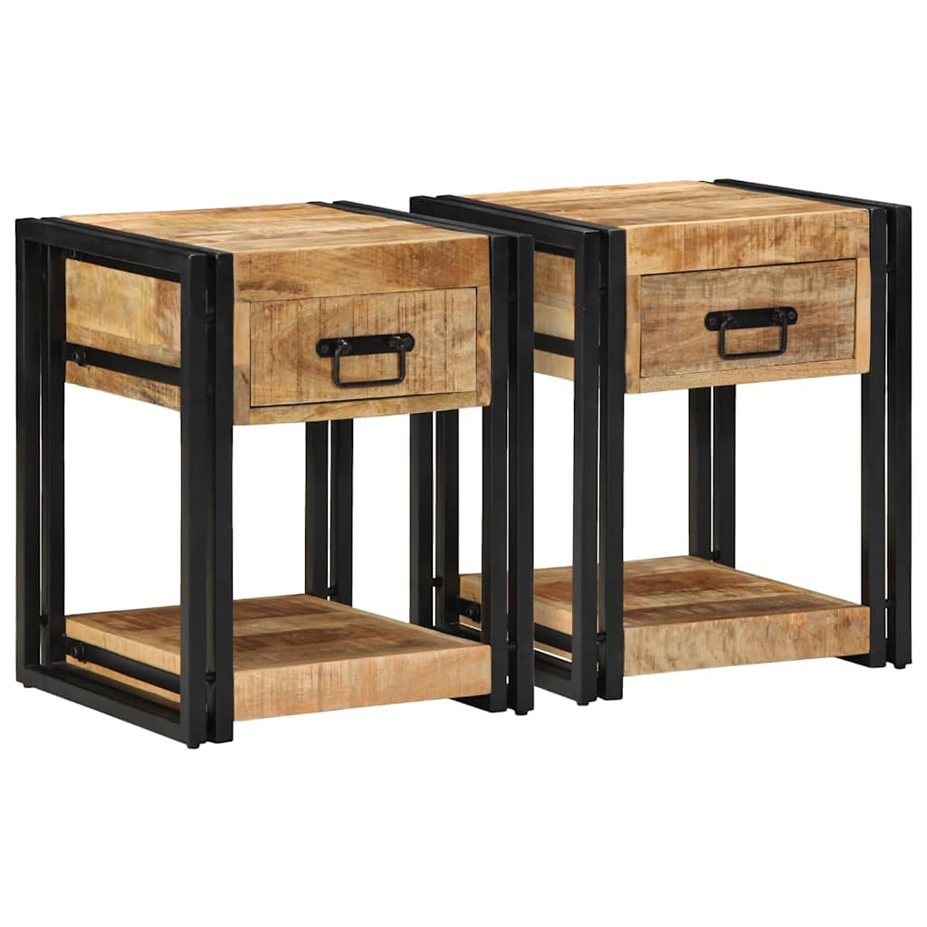 vidaXL Nachtkastje 40x35x50 cm massief ruw hout mango