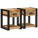vidaXL Nachtkastje 40x35x50 cm massief ruw hout mango