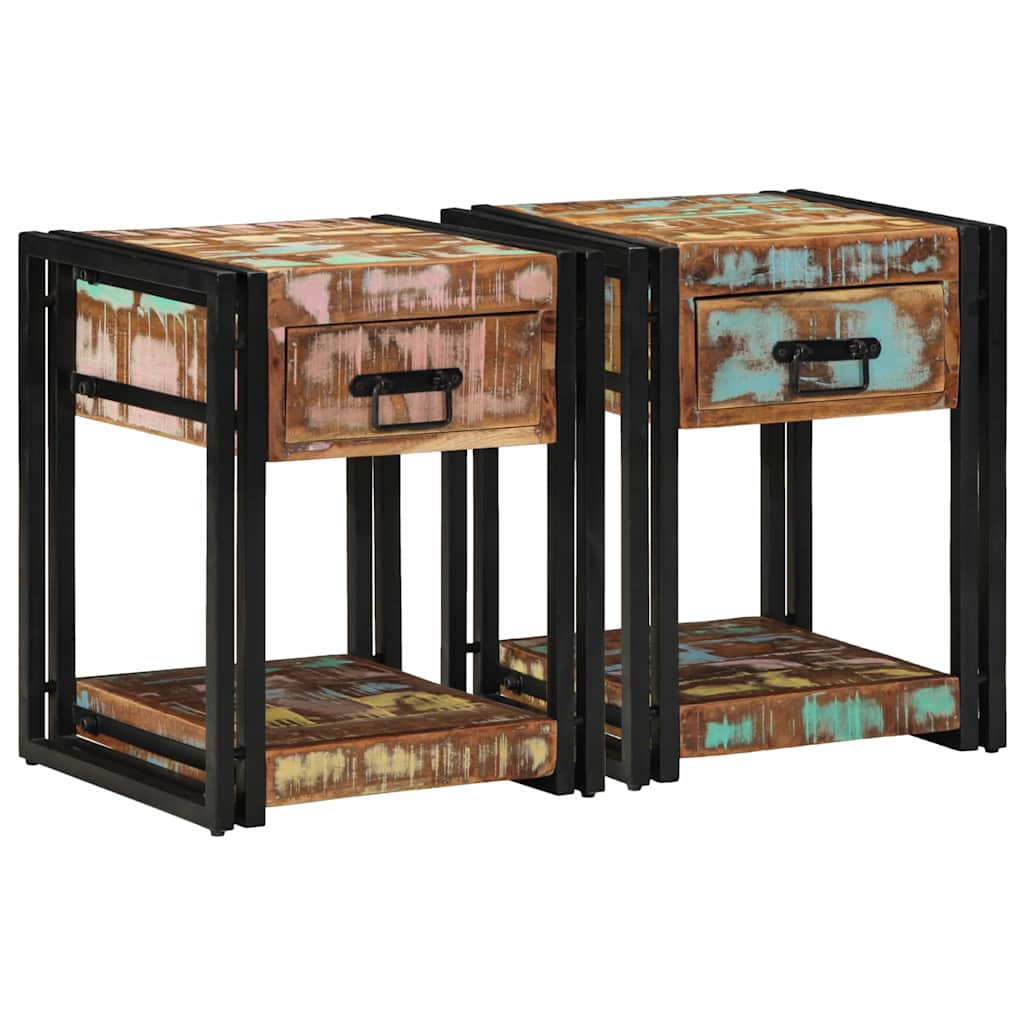 vidaXL Nachtkastje 40x35x50 cm massief ruw hout mango