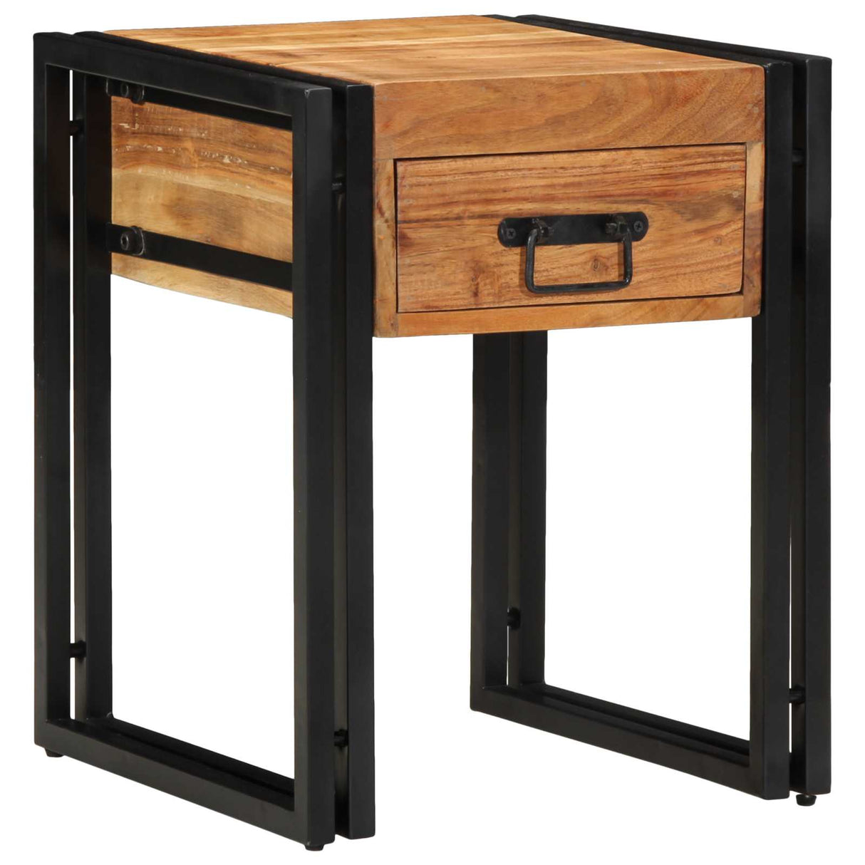vidaXL Side Table Brown and Black 40x40x50 cm Solid Mango Wood