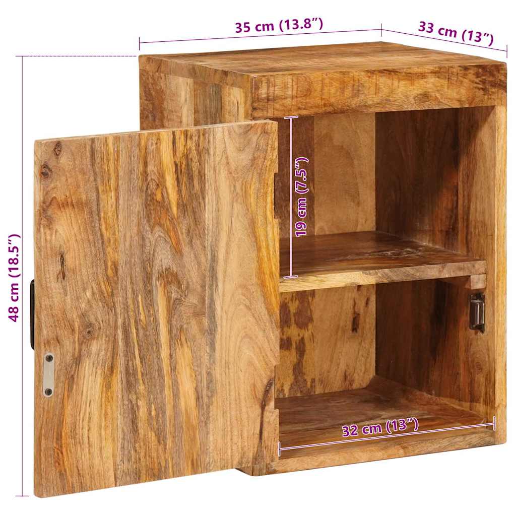 vidaXL Nachtkastje Bruin 35 x 33 x 48 cm Massief Mango Hout