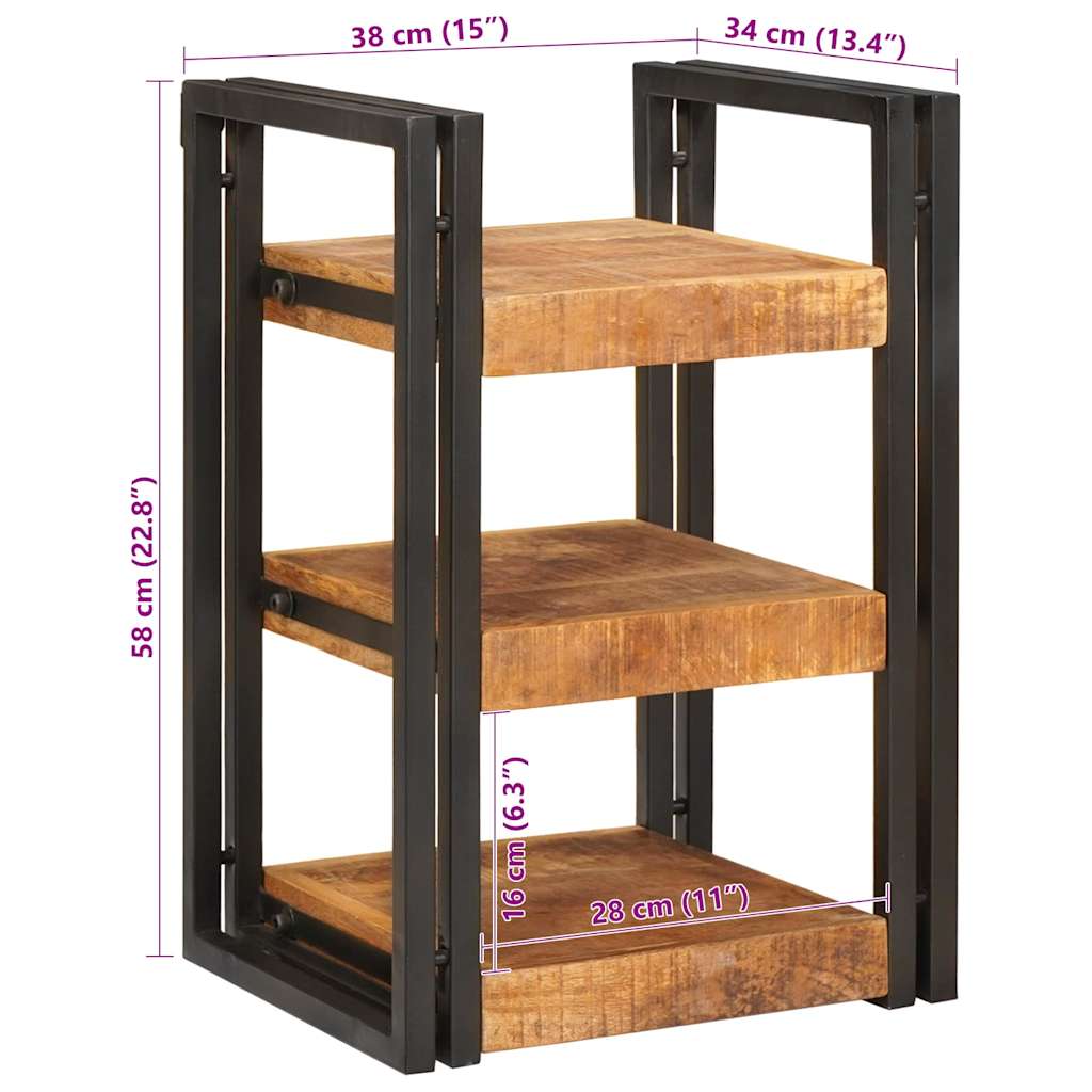 vidaXL Nachtkastje Bruin en Zwart 38 x 33 x 58 cm Massief Mango Hout