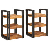 vidaXL Nachtkastje Bruin en Zwart 38 x 33 x 58 cm Massief Mango Hout