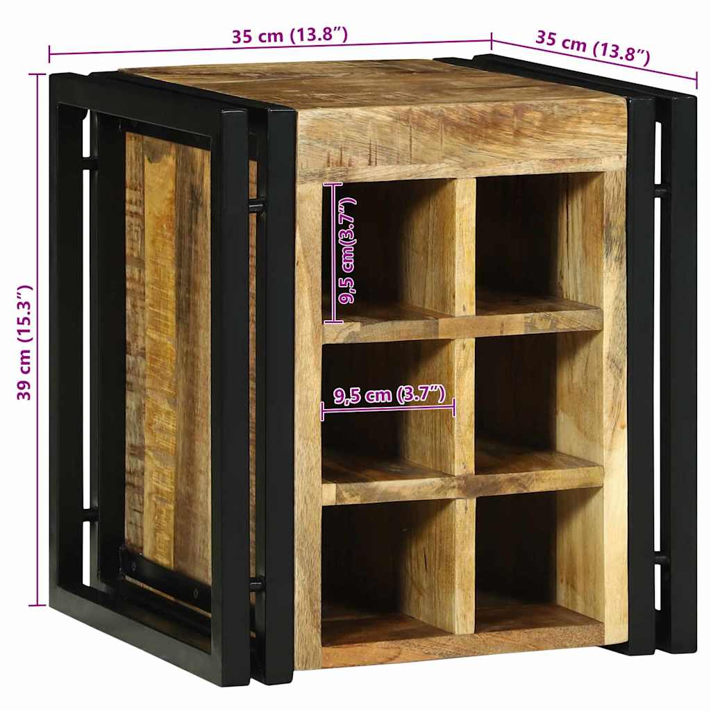 vidaXL Wine Rack Brown and Black 35x35x39 cm Solid Mango Wood