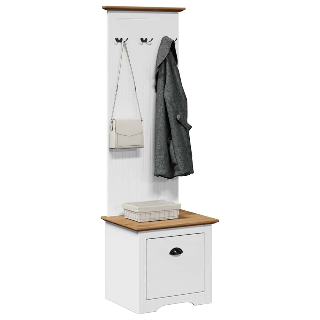 vidaXL Gangkast met haken BODO 50x40x157 cm wit en bruin