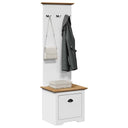 vidaXL Gangkast met haken BODO 50x40x157 cm wit en bruin