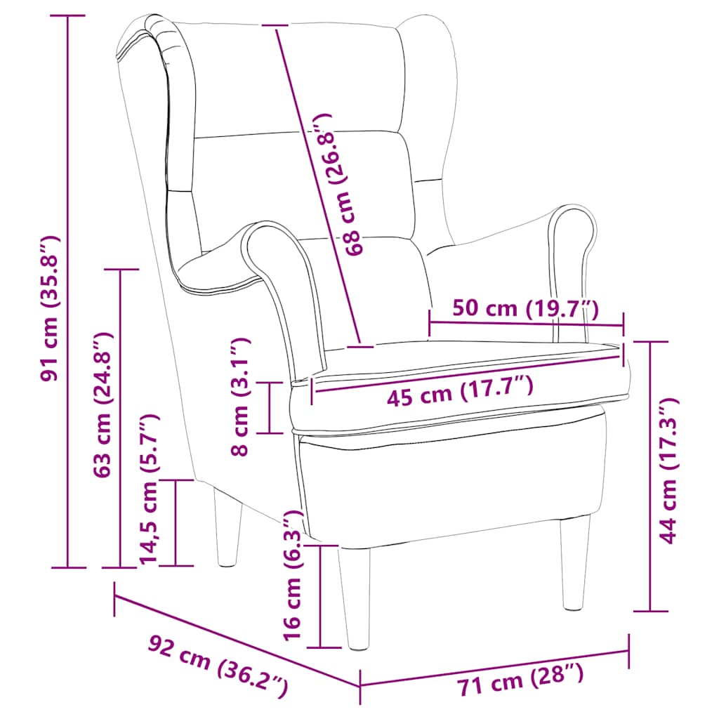 vidaXL Armchair with footrest fabric light grey