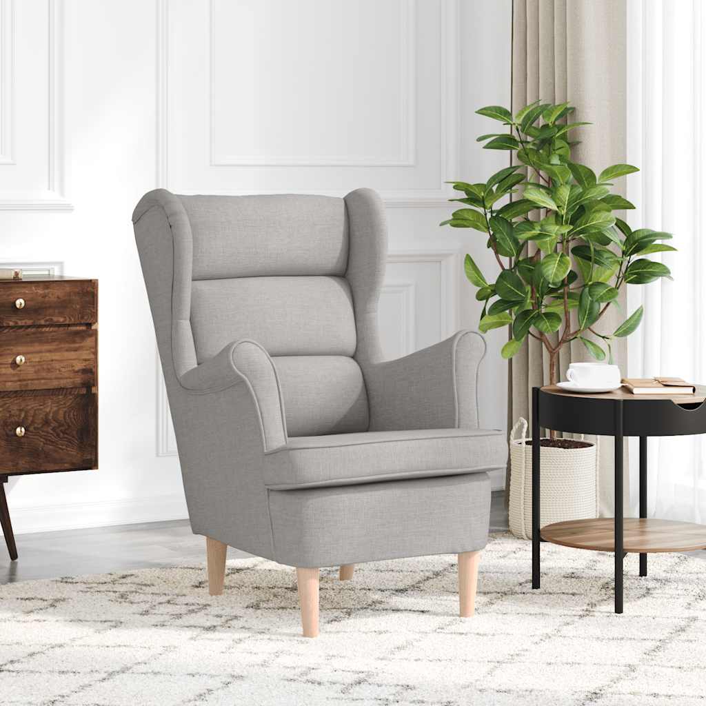 vidaXL Armchair with footrest fabric light grey