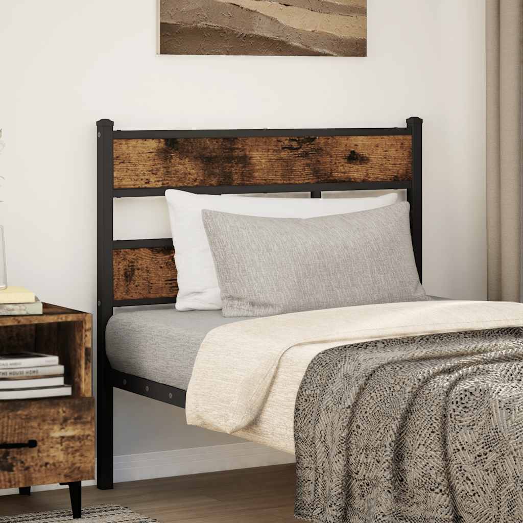 vidaXL Vervangend hoofdbord 75 cm ijzer en bewerkt hout gerookt eikenkleurig