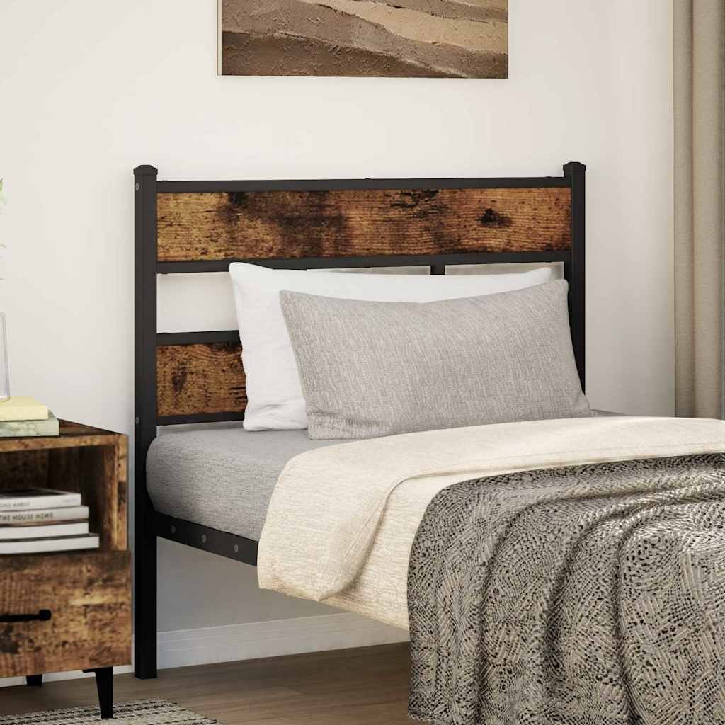 vidaXL Vervangend hoofdbord 75 cm ijzer en bewerkt hout gerookt eikenkleurig