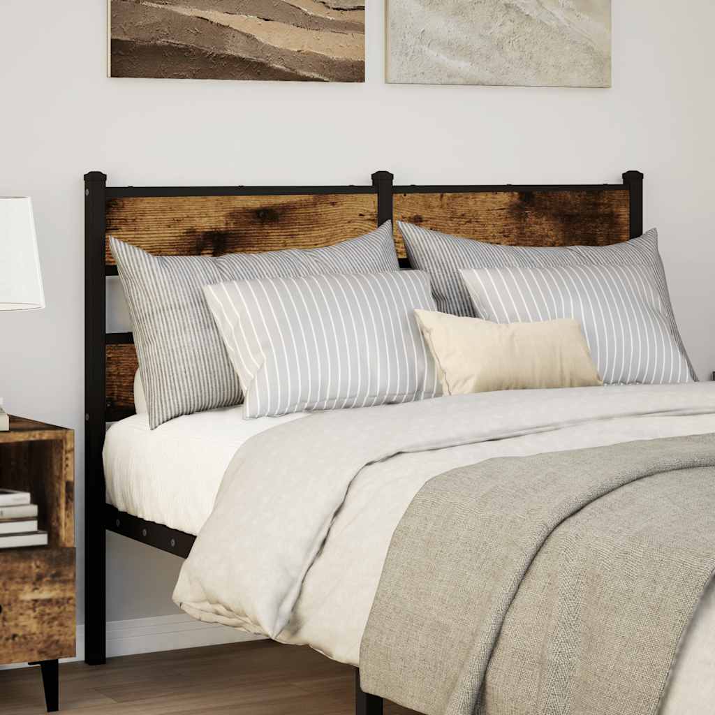 vidaXL Vervangend hoofdbord 75 cm ijzer en bewerkt hout gerookt eikenkleurig