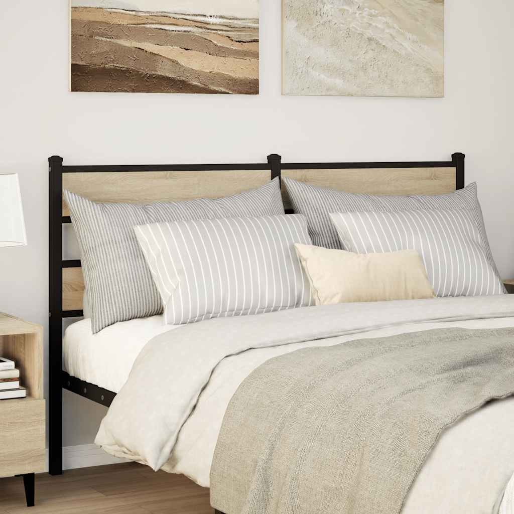 vidaXL Vervangend hoofdbord 75 cm ijzer en bewerkt hout gerookt eikenkleurig