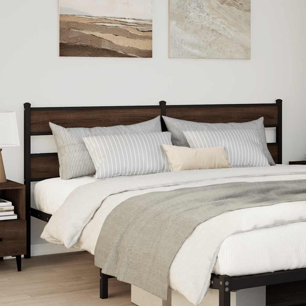 vidaXL Vervangend hoofdbord 75 cm ijzer en bewerkt hout gerookt eikenkleurig