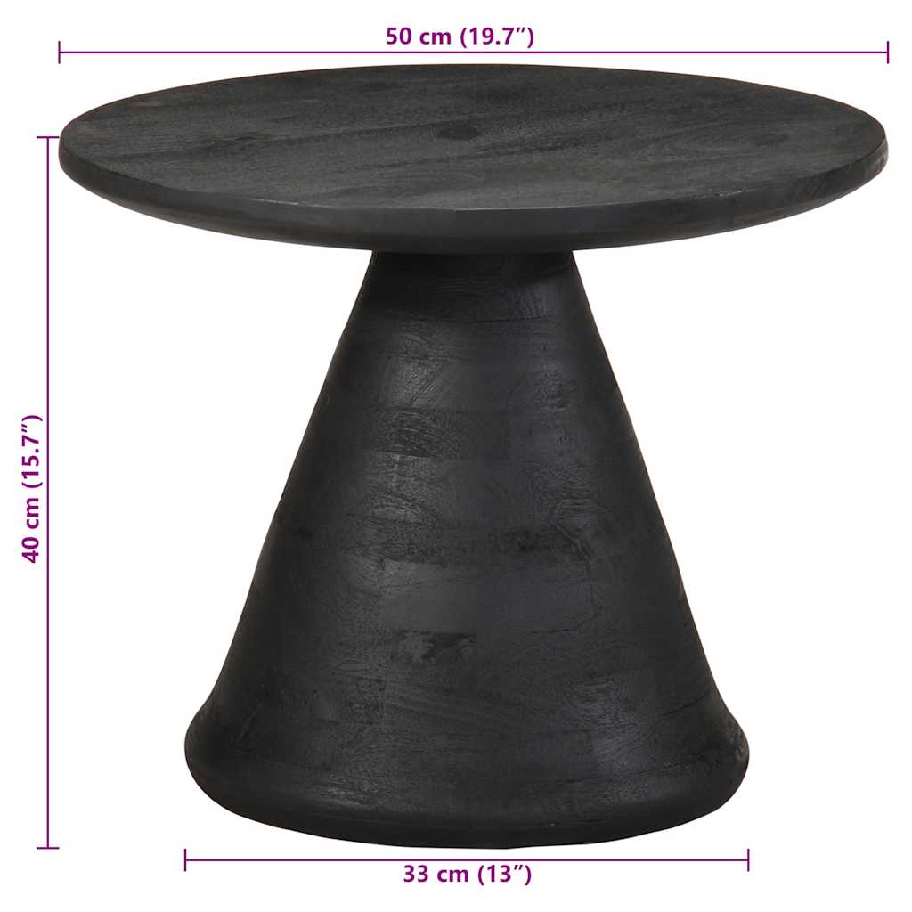 vidaXL Bijzettafel Ø50x40 cm massief mangohout zwart