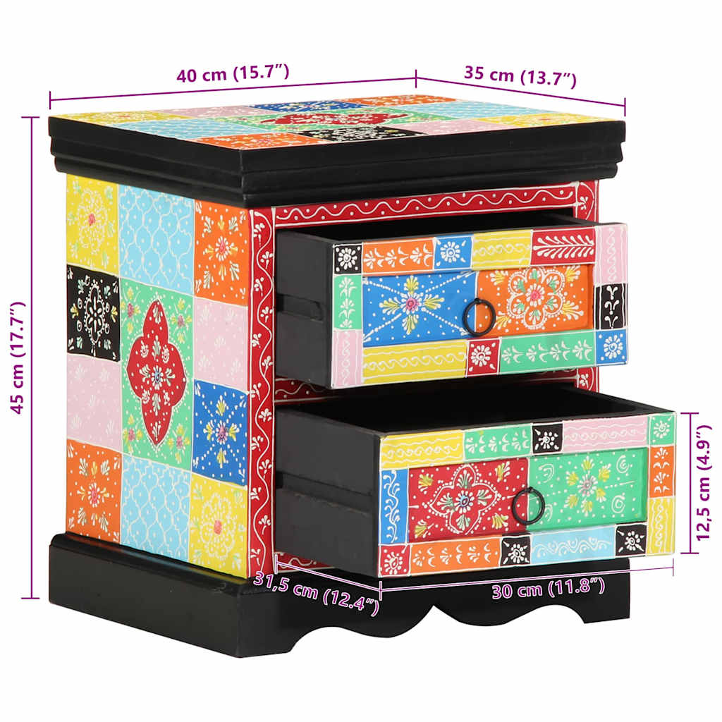 vidaXL Nachtkastje Multikleur 40 x 35 x 45 cm Massief Mango Hout