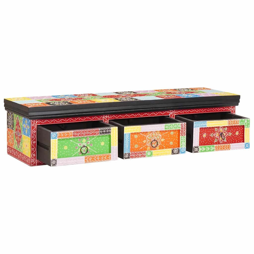 vidaXL TV Kast met lade Multikleur 100 x 30 x 24 cm Massief mangohout