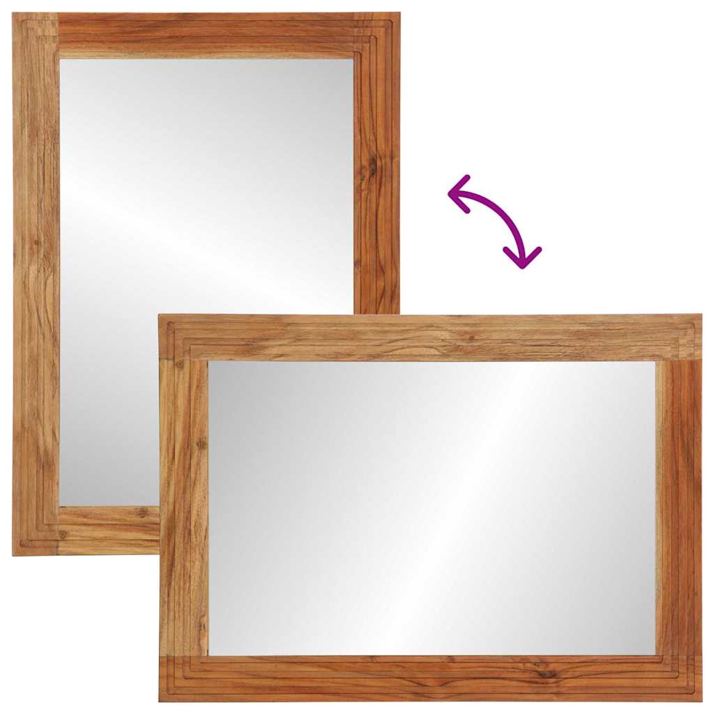 vidaXL Bathroom Mirror Wall-Mounted Brown 70 x 50 x 2.5 cm