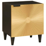 vidaXL Nachtkastje Zwart en Goud 40 x 33,5 x 46 cm Massief acaciahout