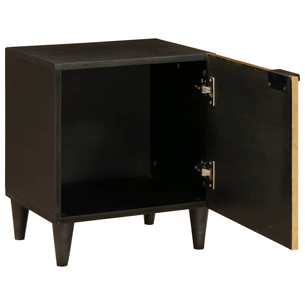 vidaXL Nachtkastje Zwart en Goud 40 x 33,5 x 46 cm Massief acaciahout