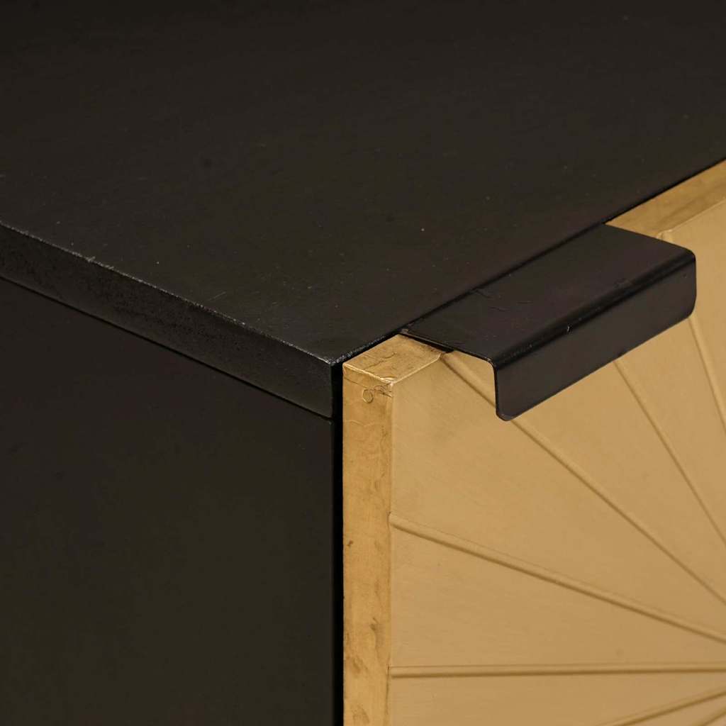 vidaXL Nachtkastje Zwart en Goud 40 x 33,5 x 46 cm Massief acaciahout