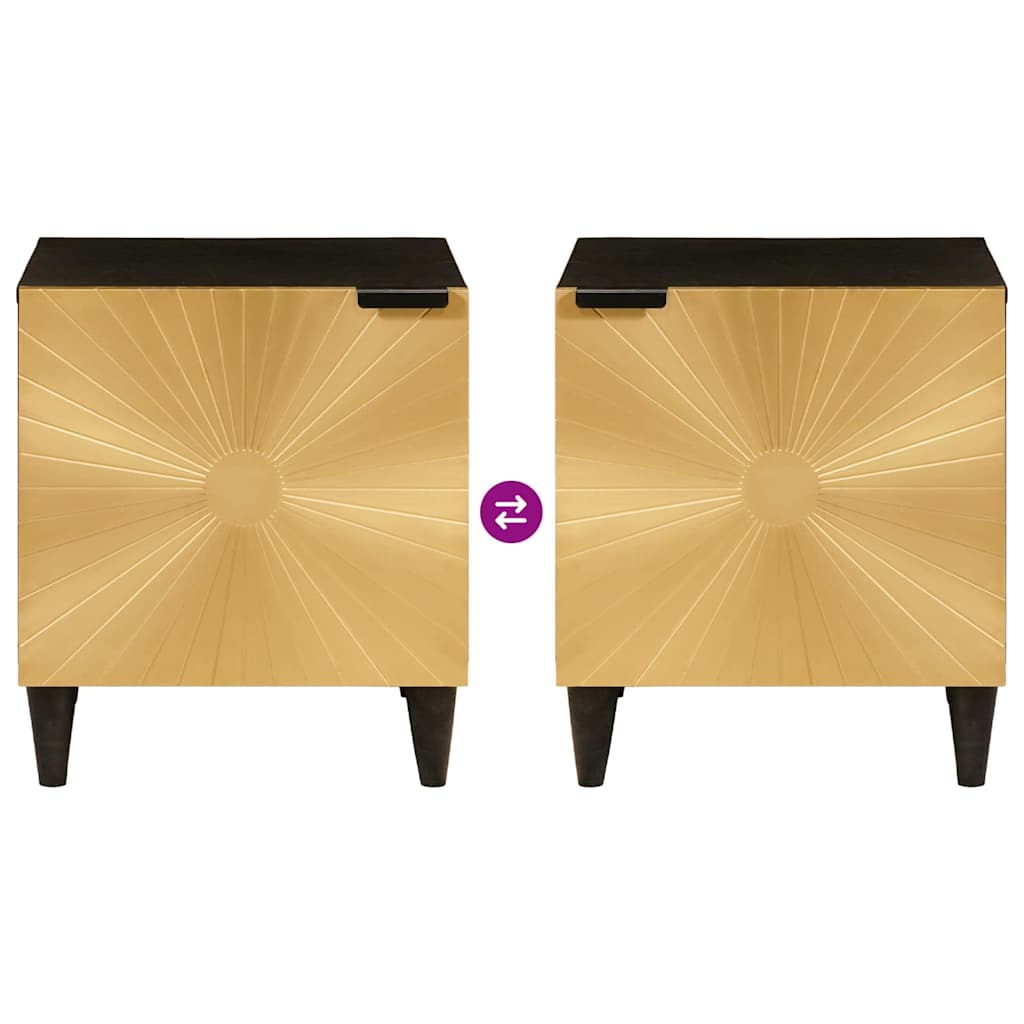 vidaXL Nachtkastje Zwart en Goud 40 x 33,5 x 46 cm Massief acaciahout