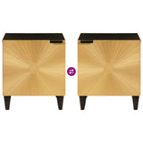 vidaXL Nachtkastje Zwart en Goud 40 x 33,5 x 46 cm Massief acaciahout
