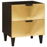 vidaXL Nachtkastje Zwart en Goud 40 x 33,5 x 46 cm Massief acaciahout