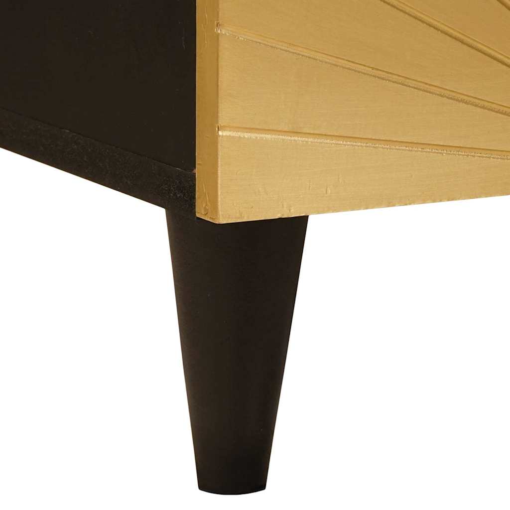 vidaXL Nachtkastje Zwart en Goud 40 x 33,5 x 46 cm Massief acaciahout